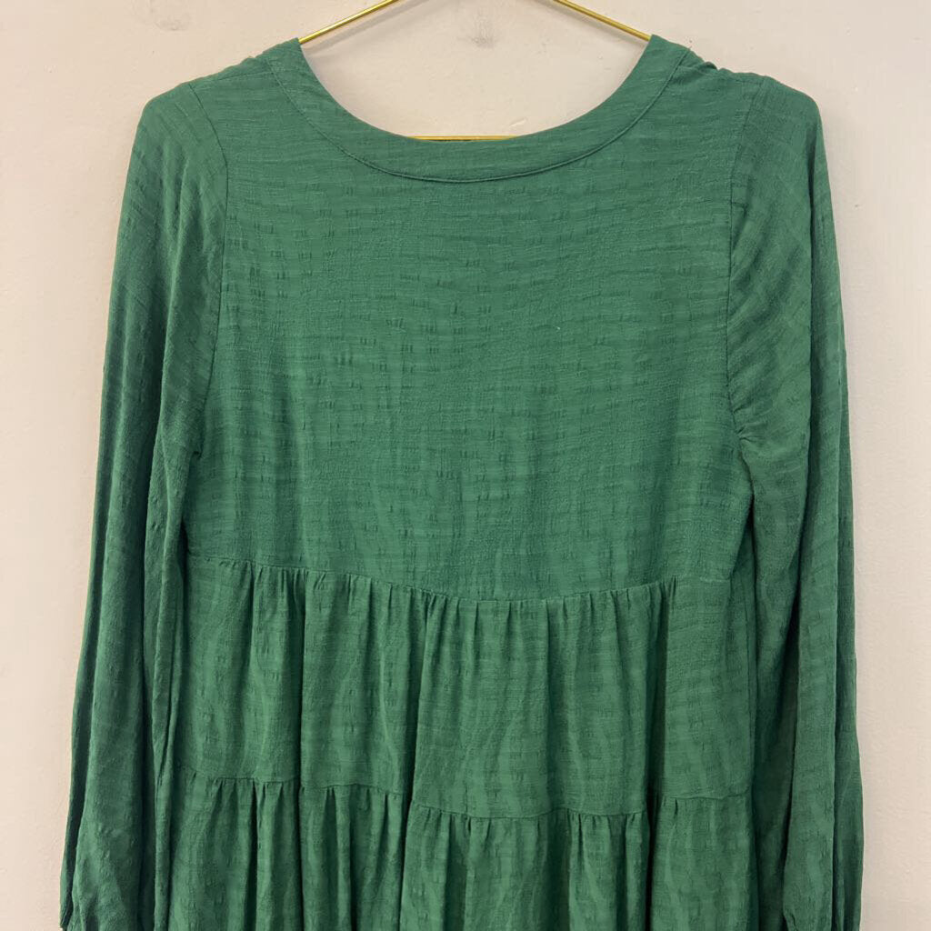 Maeve Green Print Long Sleeve Dress Extra Small