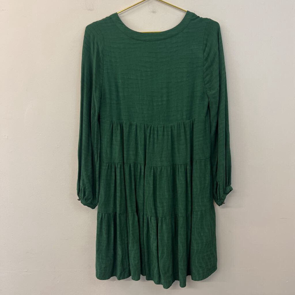 Maeve Green Print Long Sleeve Dress Extra Small