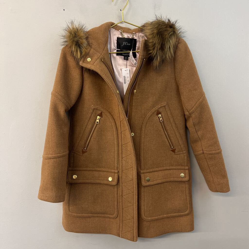 J Crew Brown Chateau Parka In Italian Stadium Cloth Jacket 0 Petite