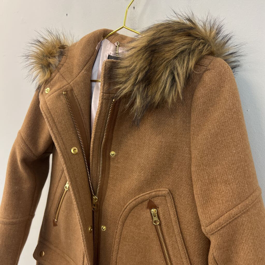 J Crew Brown Chateau Parka In Italian Stadium Cloth Jacket 0 Petite