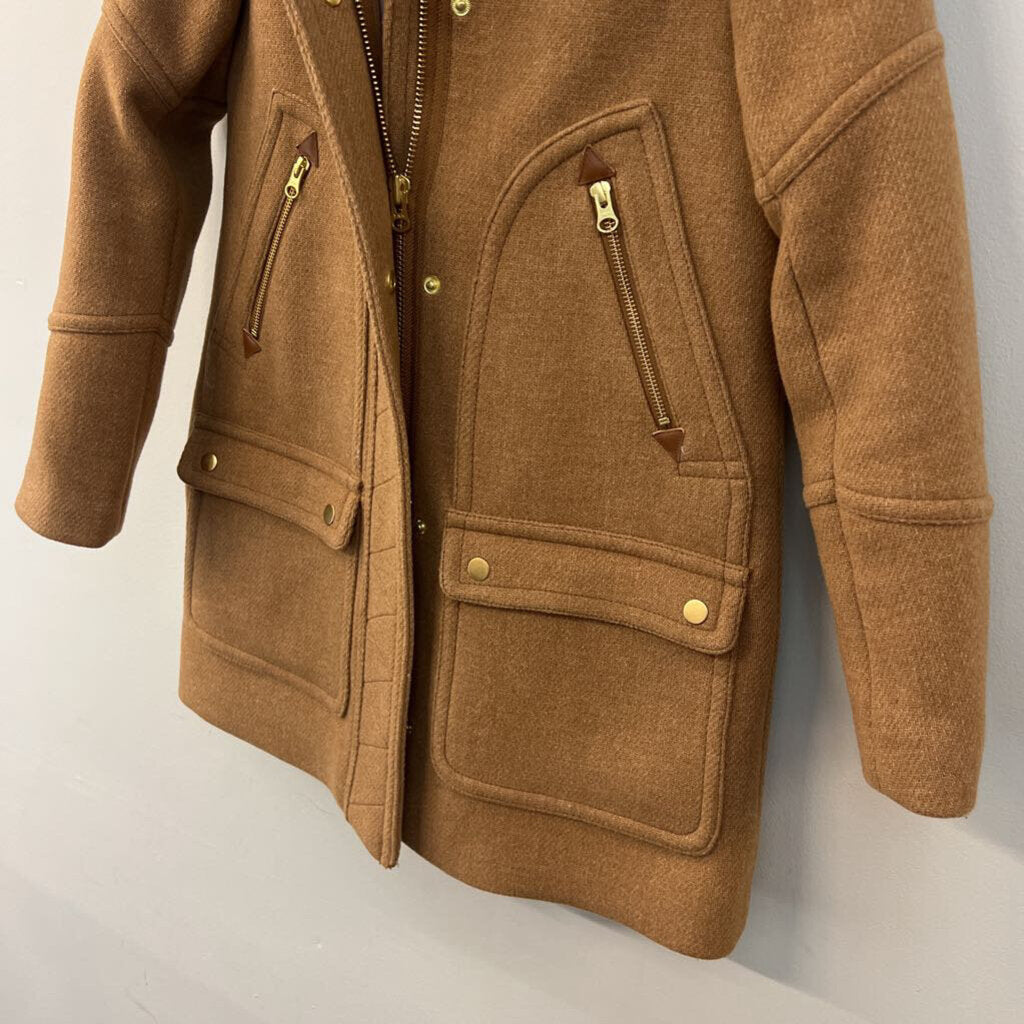 J Crew Brown Chateau Parka In Italian Stadium Cloth Jacket 0 Petite