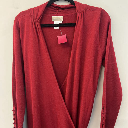 Coldwater Creek Red Knit Long Sleeve Wrap Maxi Dress Small