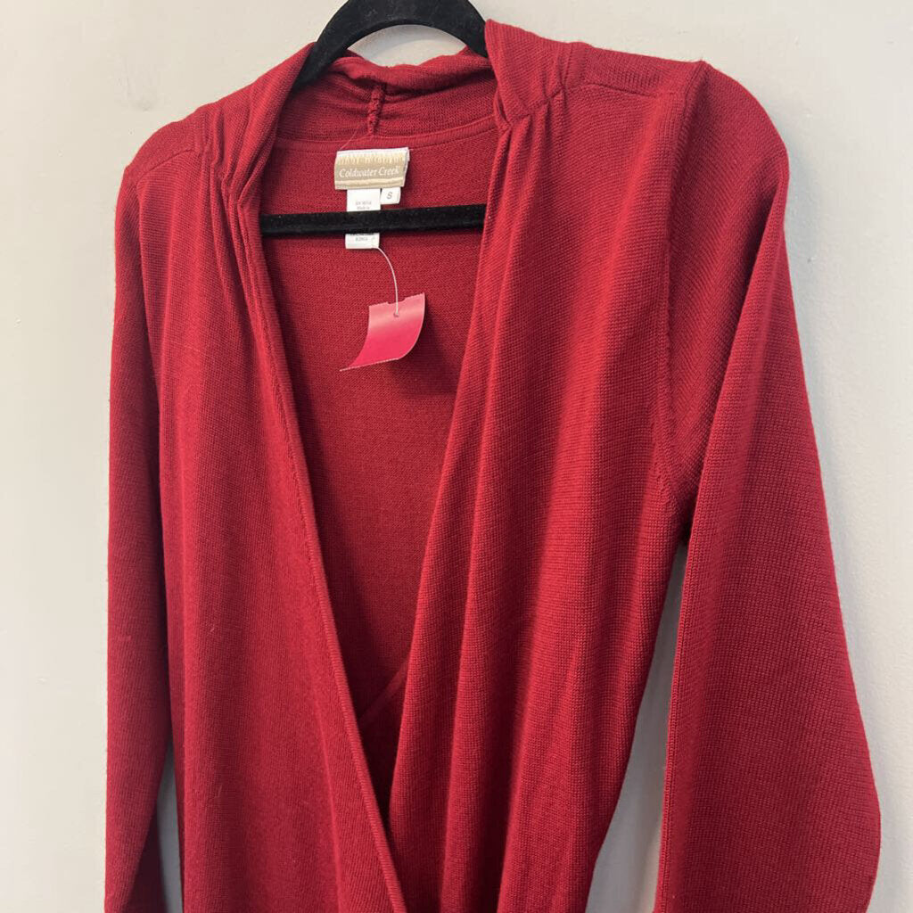 Coldwater Creek Red Knit Long Sleeve Wrap Maxi Dress Small
