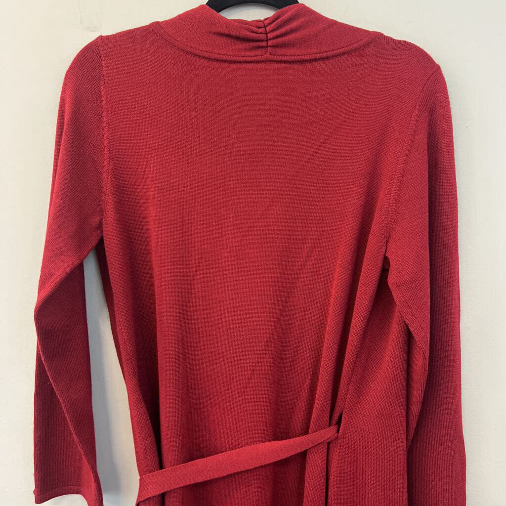 Coldwater Creek Red Knit Long Sleeve Wrap Maxi Dress Small