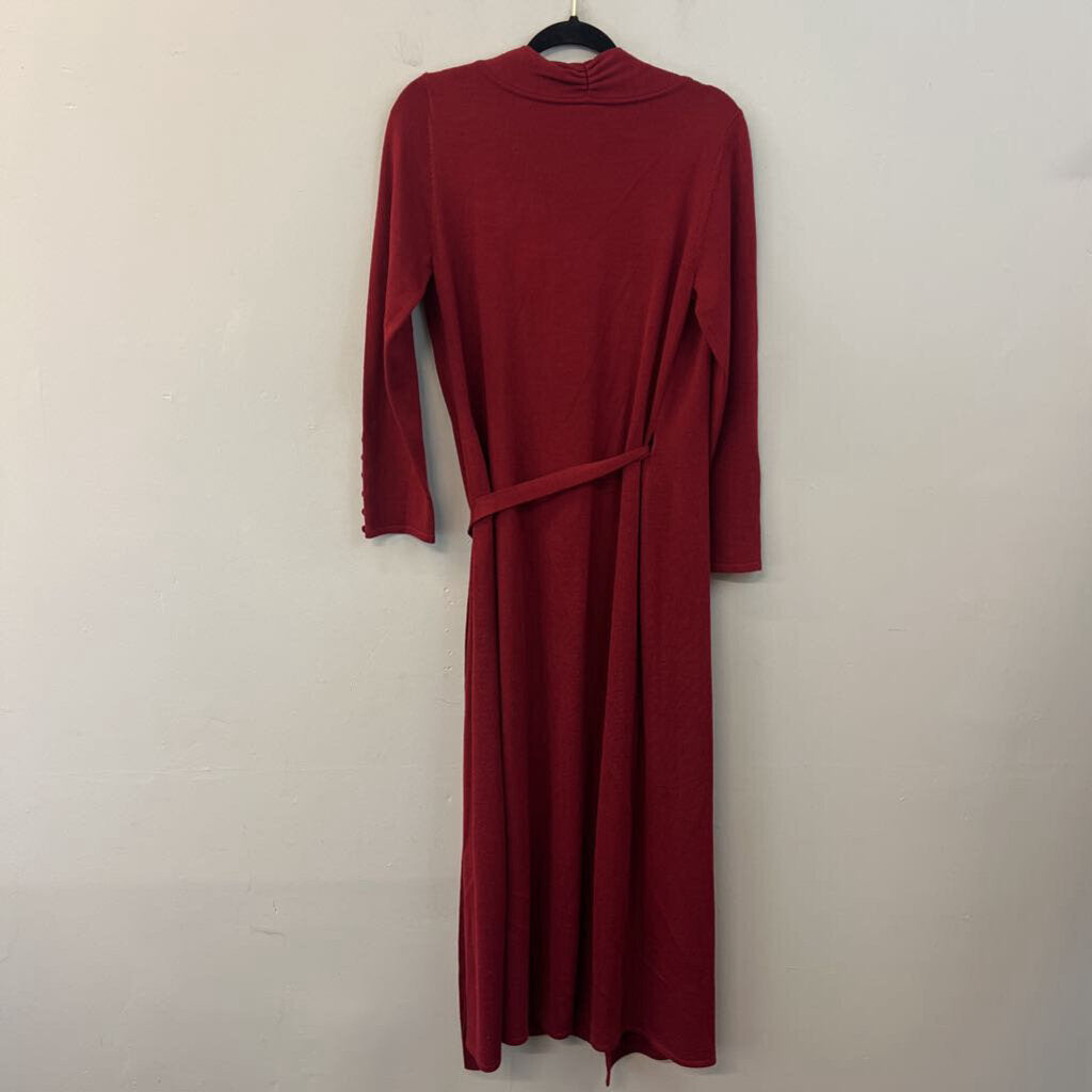 Coldwater Creek Red Knit Long Sleeve Wrap Maxi Dress Small