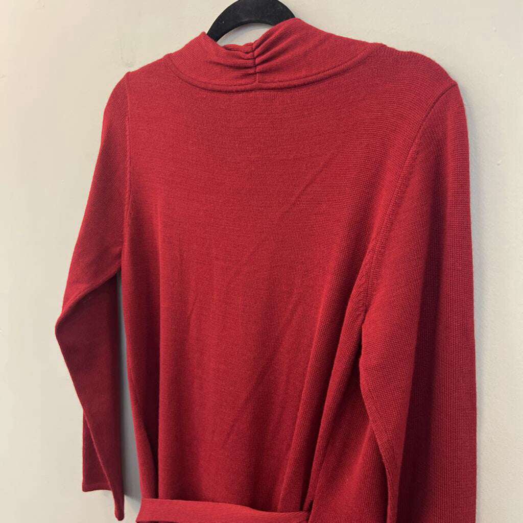 Coldwater Creek Red Knit Long Sleeve Wrap Maxi Dress Small