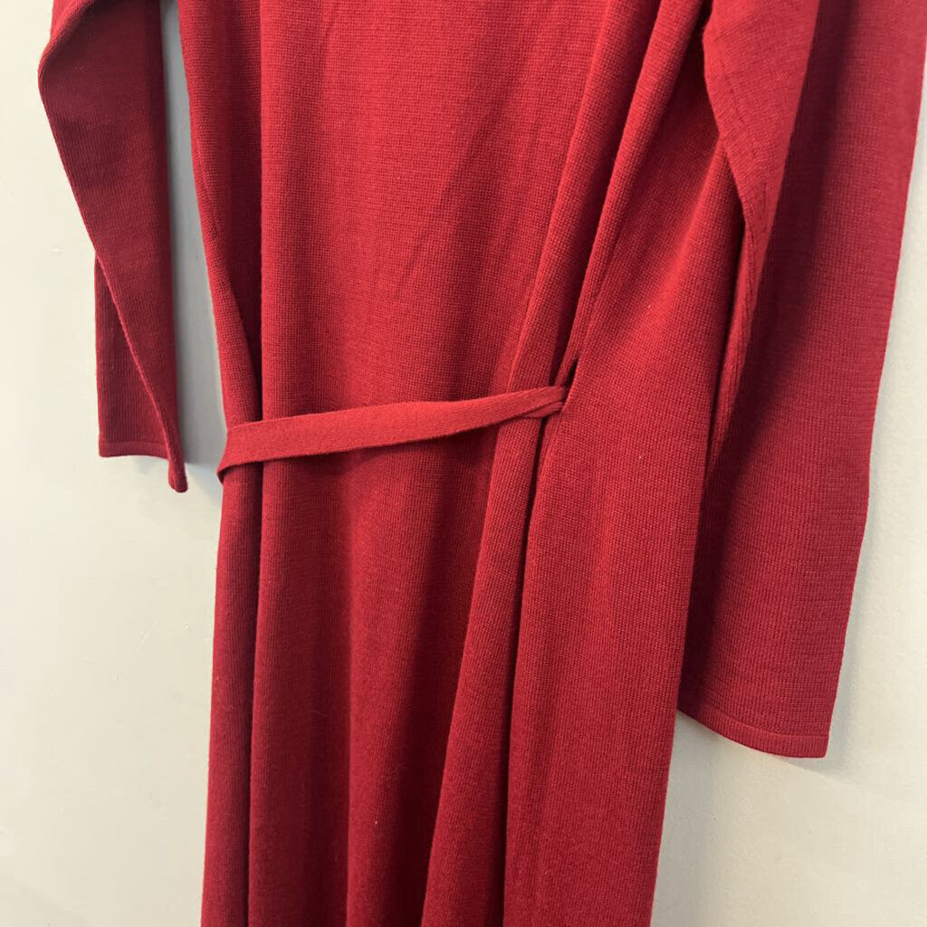 Coldwater Creek Red Knit Long Sleeve Wrap Maxi Dress Small