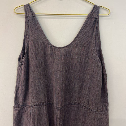 Flax Grey/ Multi Thread 100% Linen Wide Leg Jumpsuit Medium