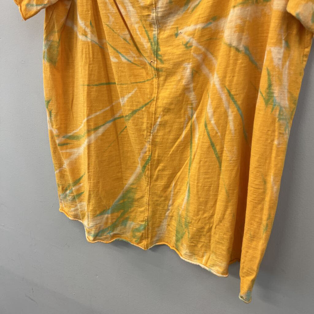 A Rare Bird Yellow/ Green Tie Dye Dear Self Short Sleeve Top L/XL