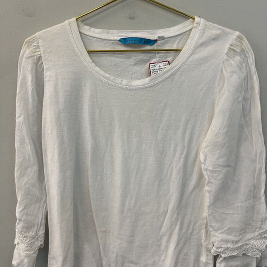Johnny Was White Long Lace Sleeve Detail Top Small