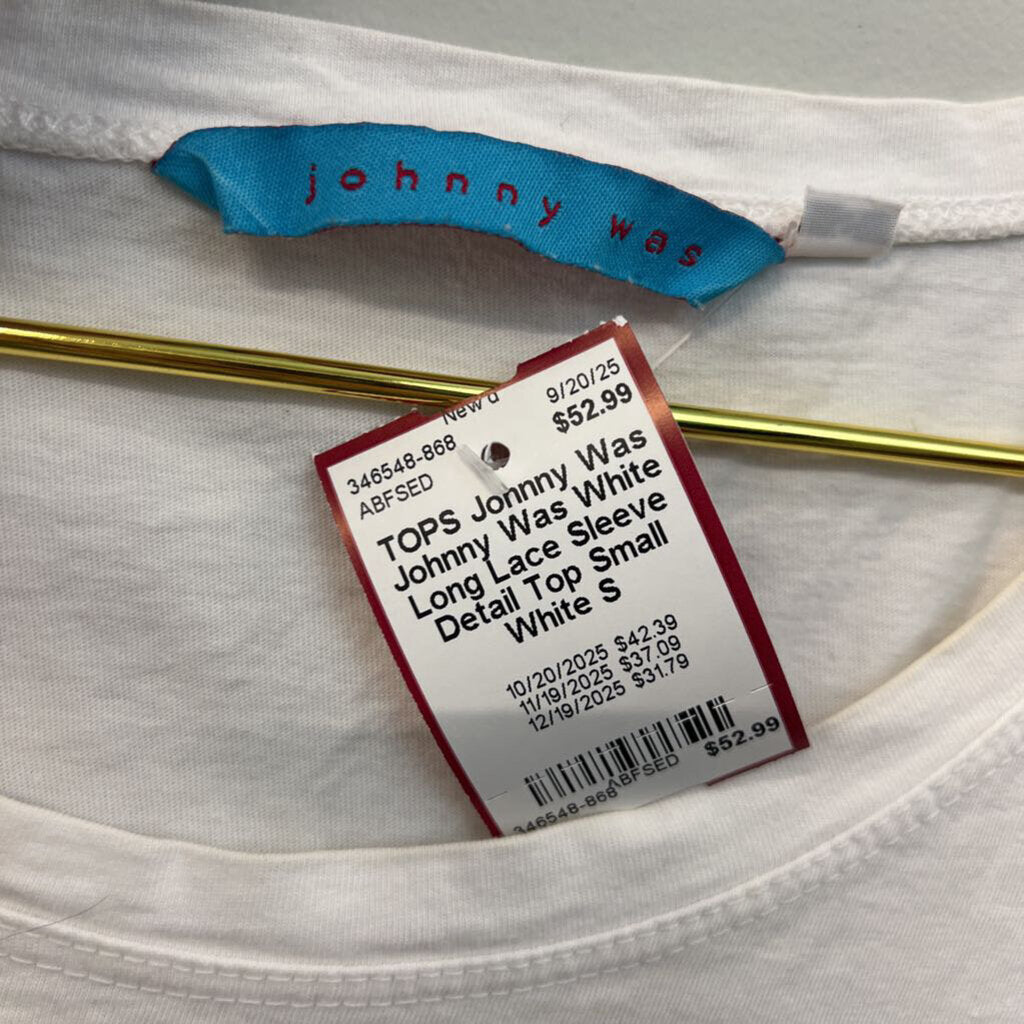 Johnny Was White Long Lace Sleeve Detail Top Small
