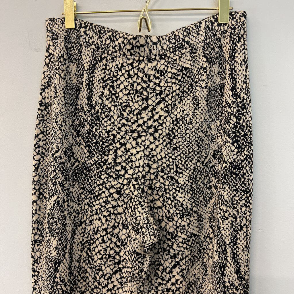 St John Collection Black/ Beige Print Knit Pull On Pants 8