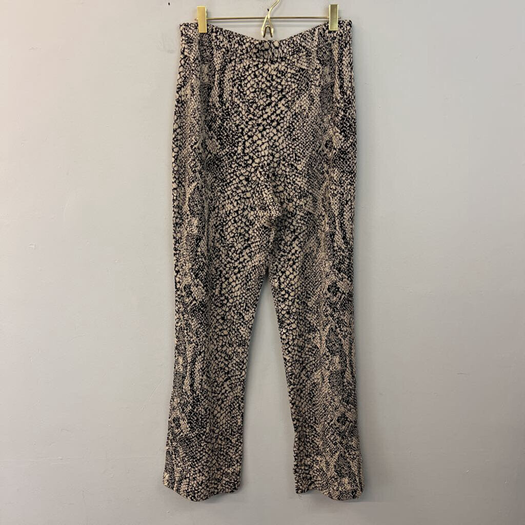 St John Collection Black/ Beige Print Knit Pull On Pants 8