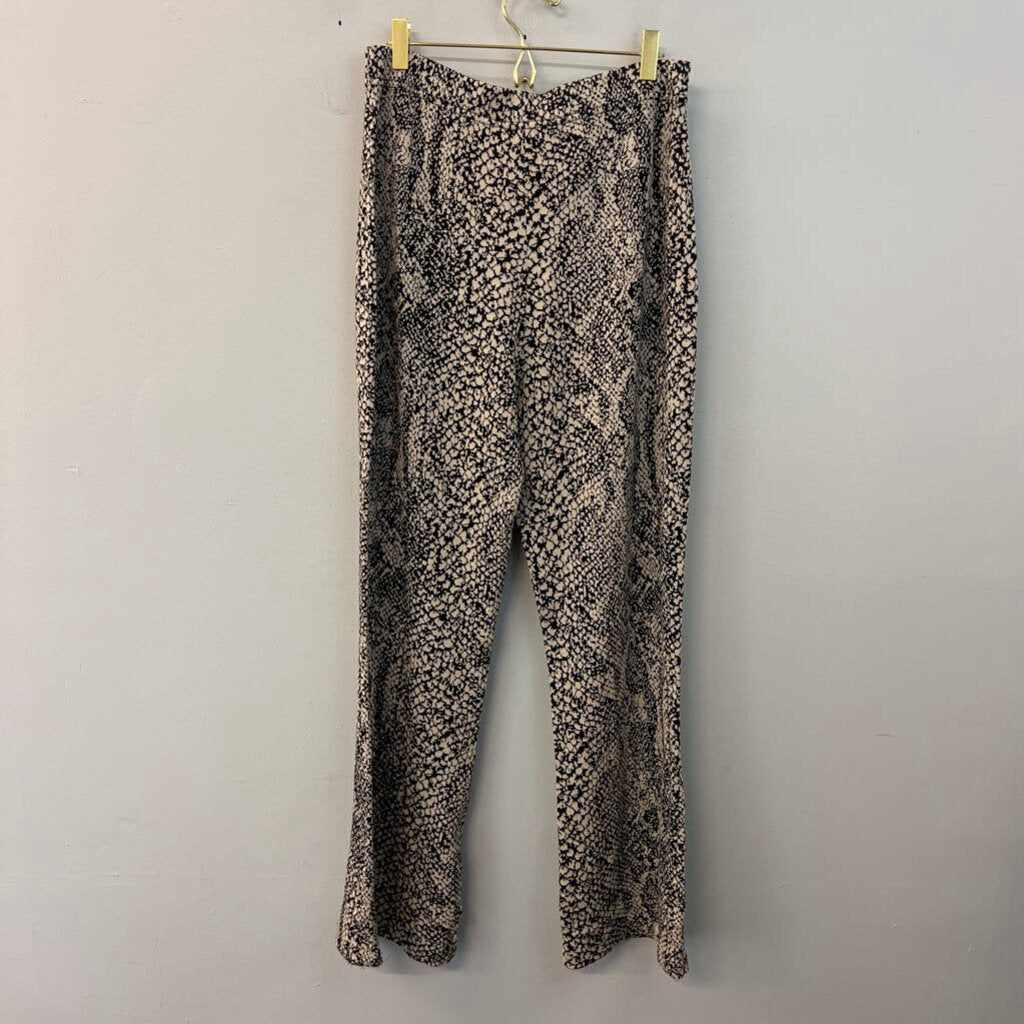 St John Collection Black/ Beige Print Knit Pull On Pants 8