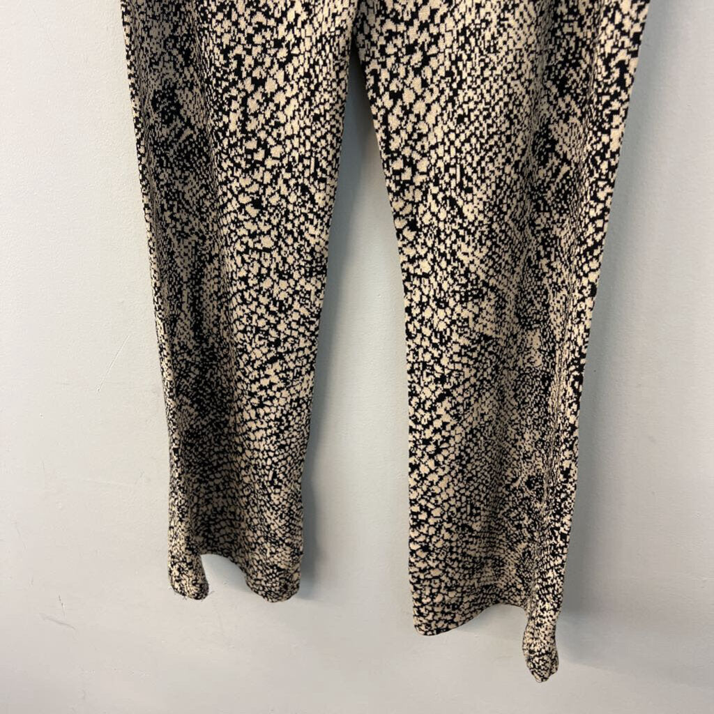 St John Collection Black/ Beige Print Knit Pull On Pants 8