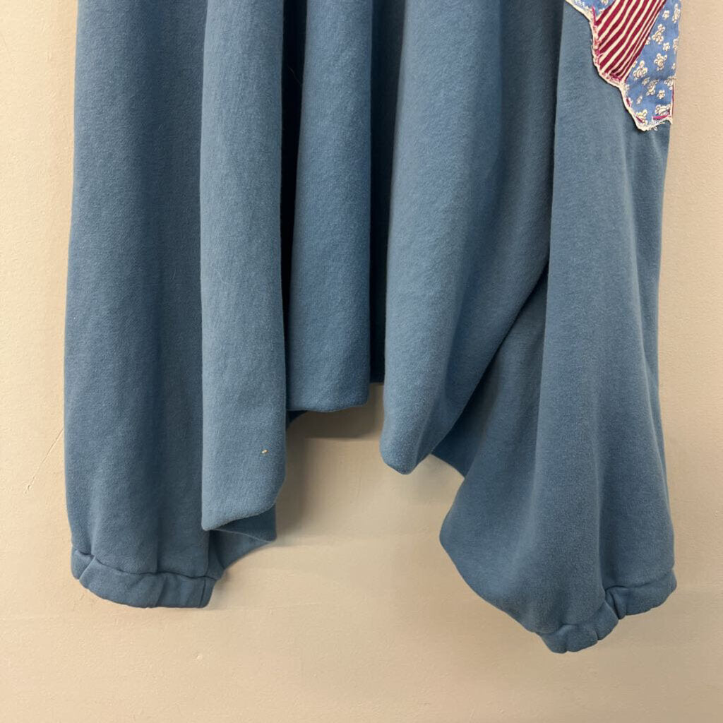 Blue Patchwork Detail Wide Leg Genie Pull On Pants Small