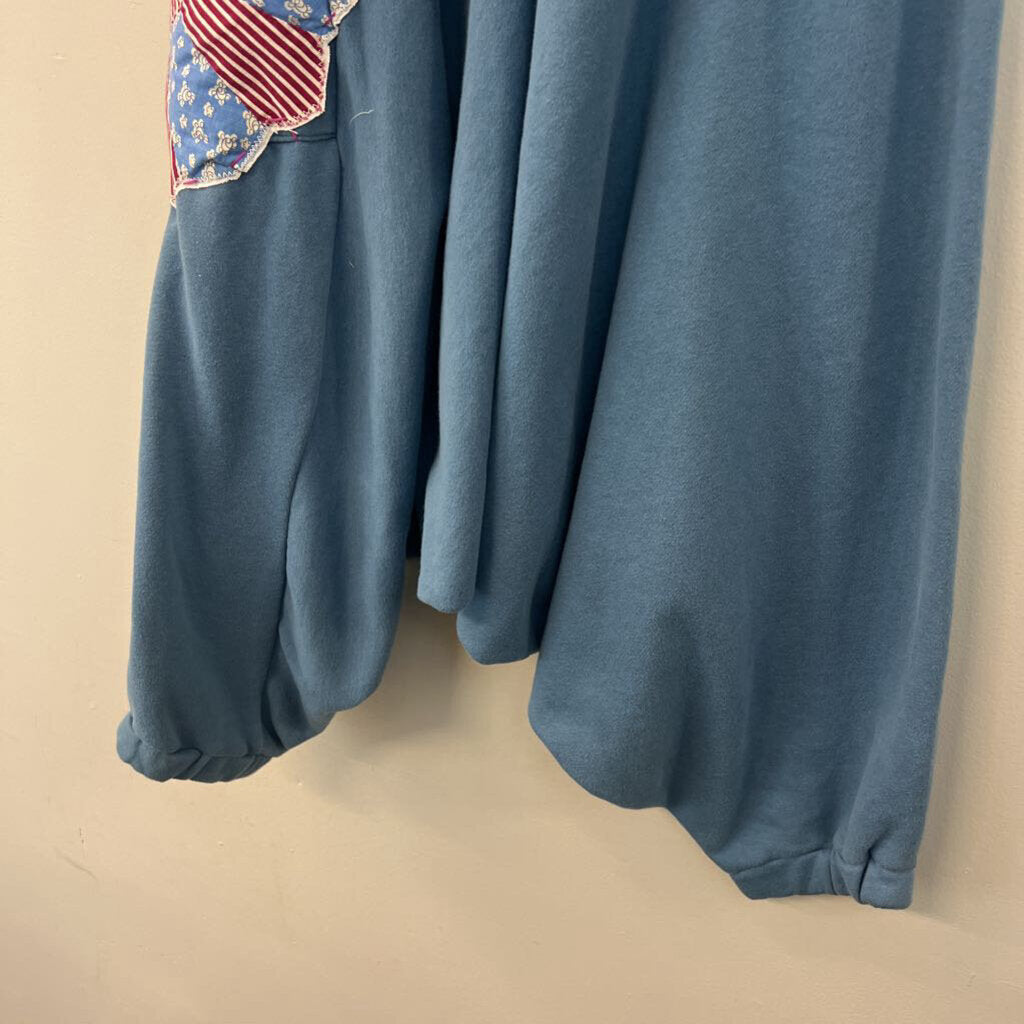 Blue Patchwork Detail Wide Leg Genie Pull On Pants Small