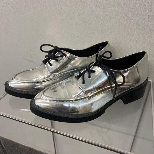 Zara Metallic Silver Oxford Shoes 41