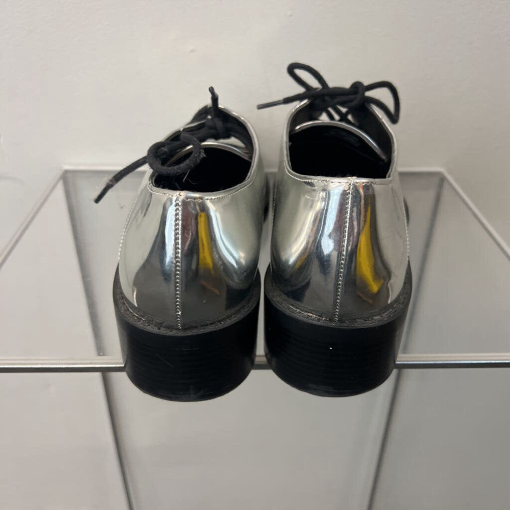 Zara Metallic Silver Oxford Shoes 41