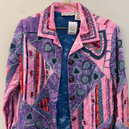 Drapers and Damons Pink/ Purple Patchwork Embellished Jacket Small Petite
