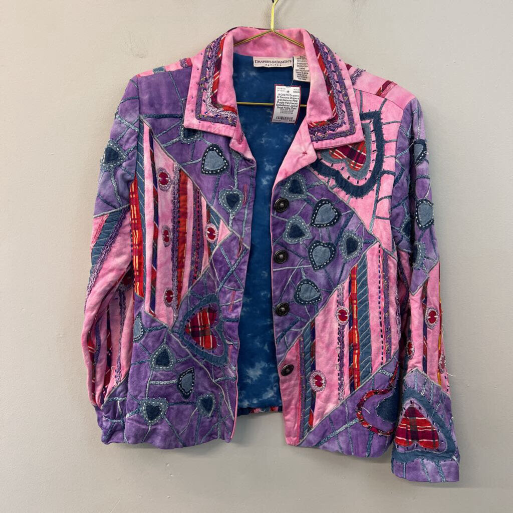 Drapers and Damons Pink/ Purple Patchwork Embellished Jacket Small Petite