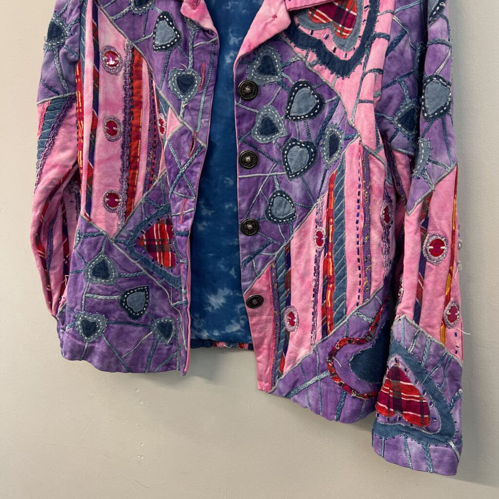 Drapers and Damons Pink/ Purple Patchwork Embellished Jacket Small Petite