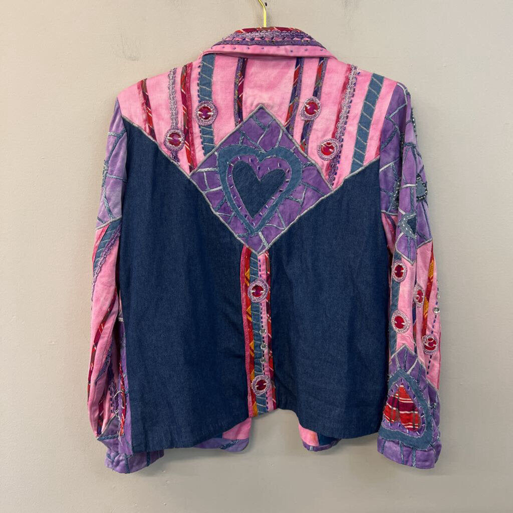 Drapers and Damons Pink/ Purple Patchwork Embellished Jacket Small Petite