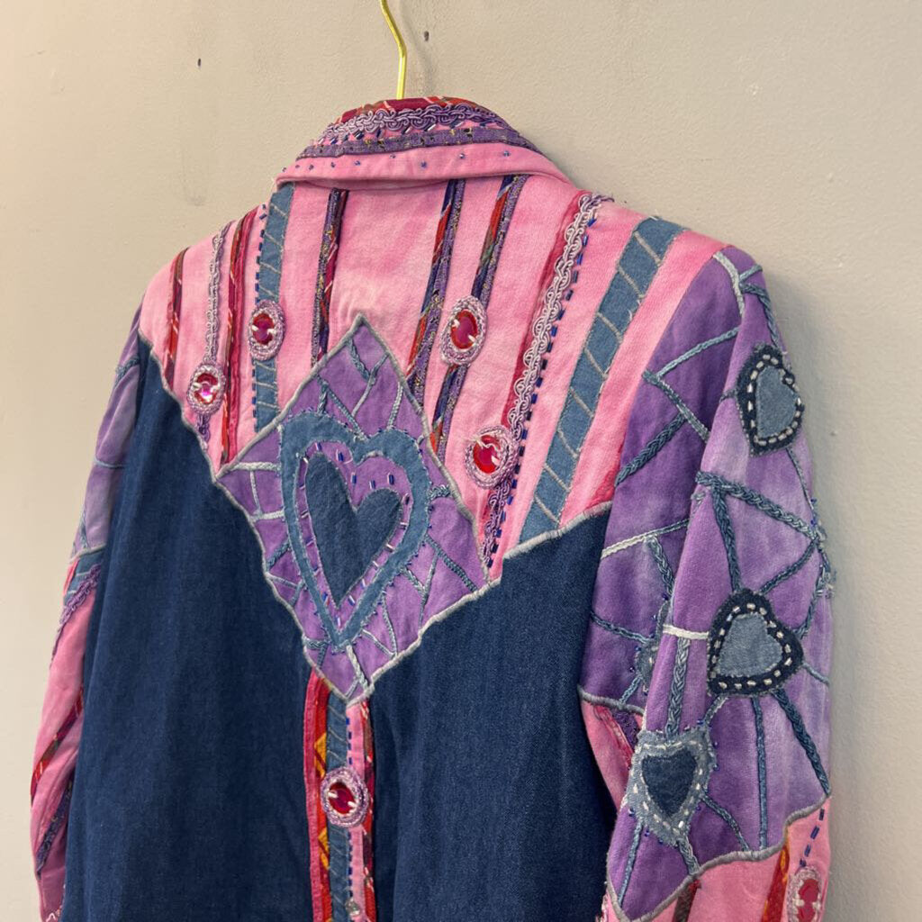 Drapers and Damons Pink/ Purple Patchwork Embellished Jacket Small Petite