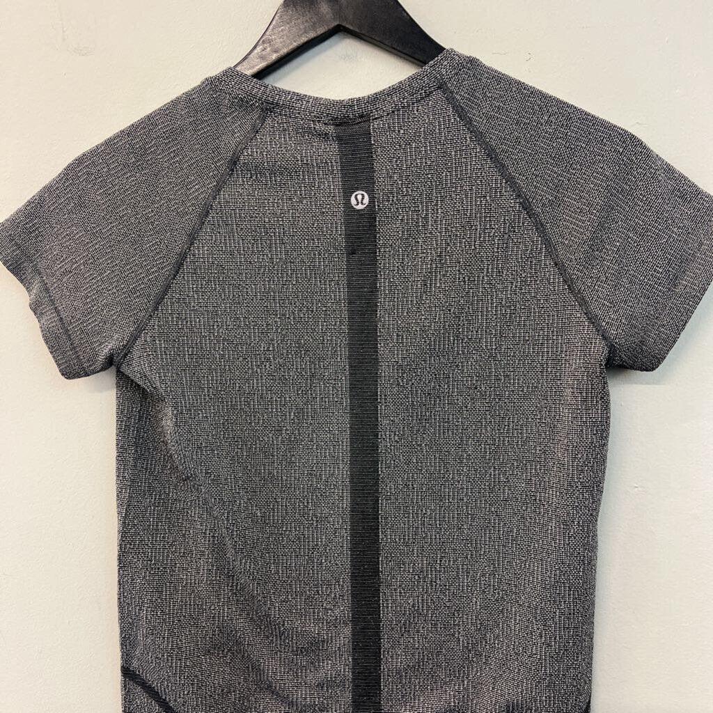 Lululelmon Grey/ White Shimmer Cropped Short Sleeve Top 6