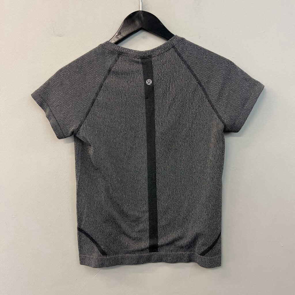 Lululelmon Grey/ White Shimmer Cropped Short Sleeve Top 6