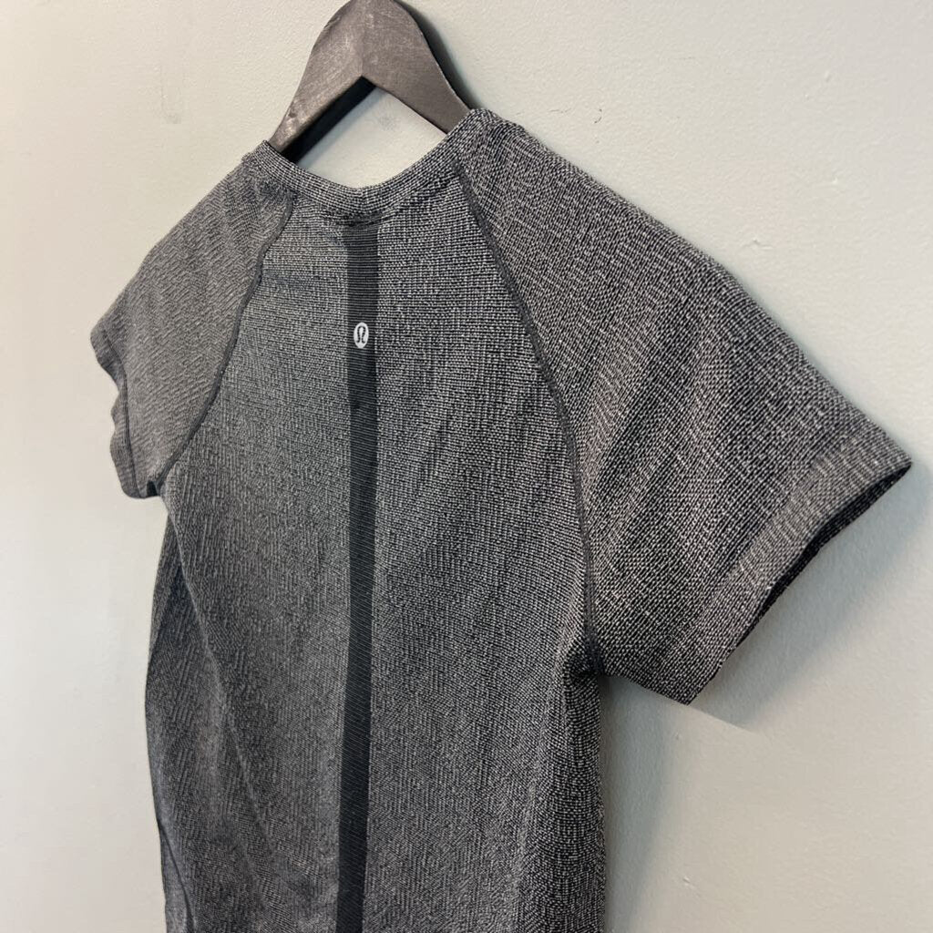 Lululelmon Grey/ White Shimmer Cropped Short Sleeve Top 6