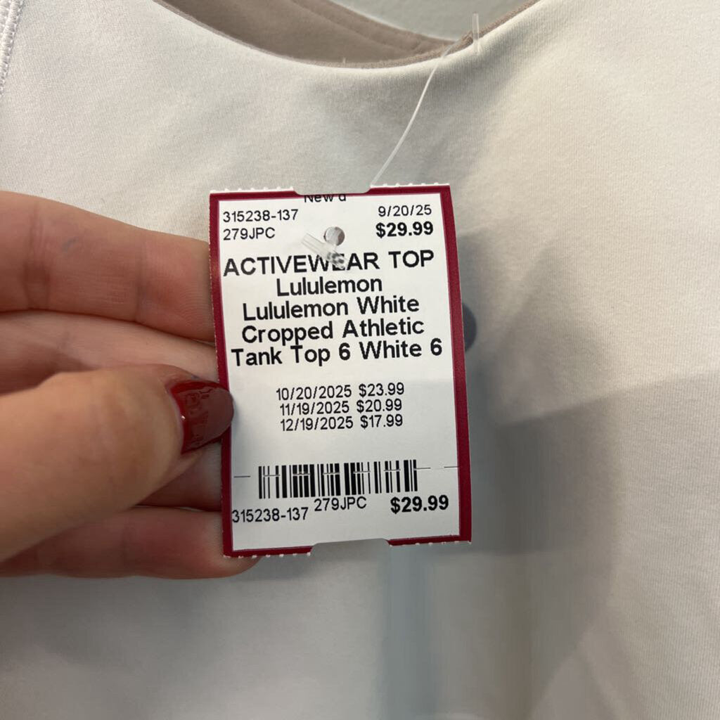 Lululemon White Cropped Athletic Tank Top 6
