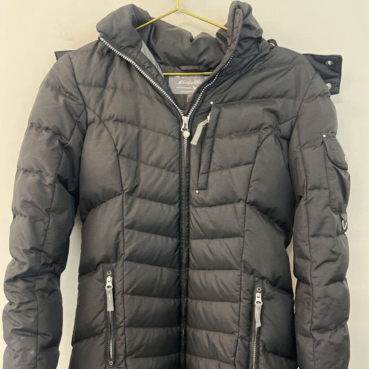 Eddie Bauer Black Lined Long Puffer Jacket Small
