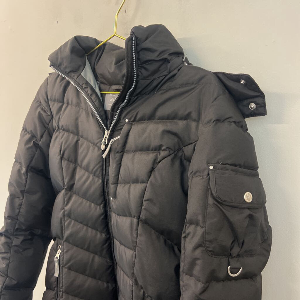 Eddie Bauer Black Lined Long Puffer Jacket Small