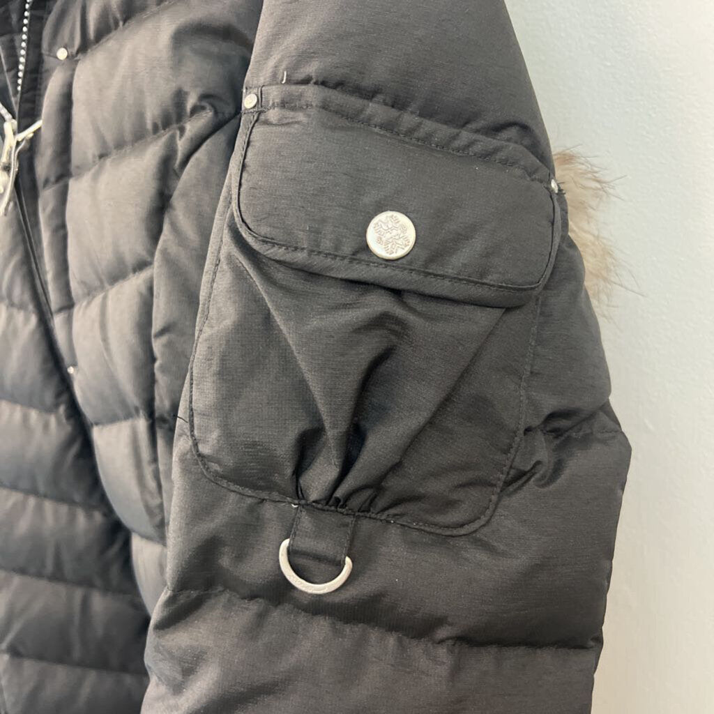 Eddie Bauer Black Lined Long Puffer Jacket Small