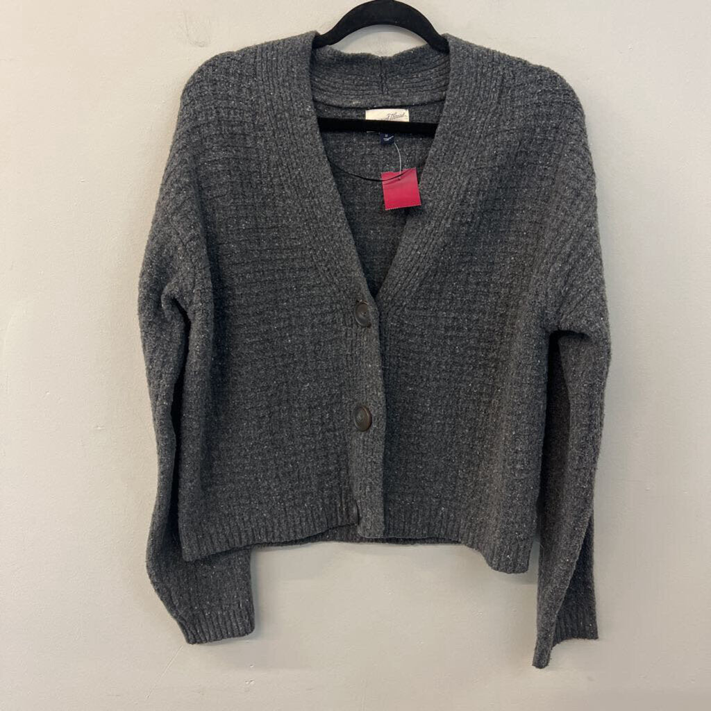 Grey Knit Cardigan Sweater Medium