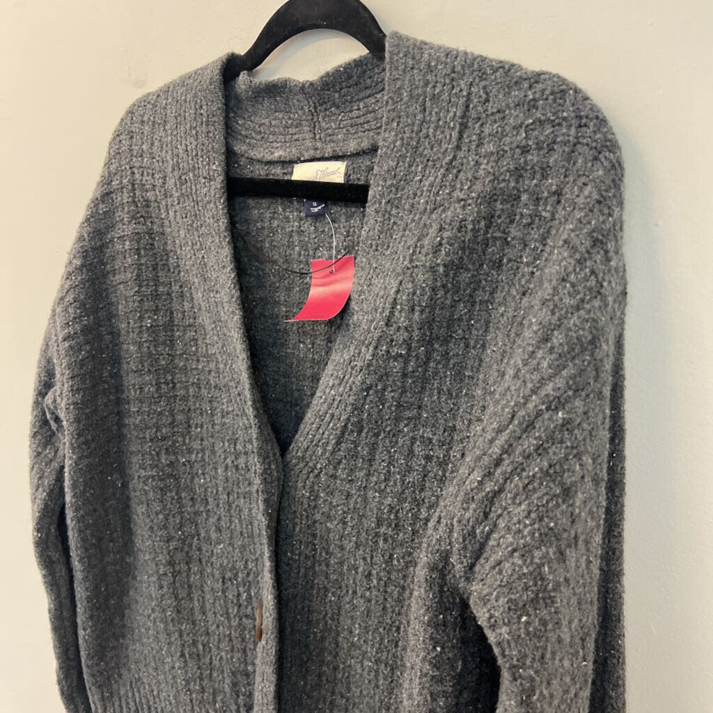 Grey Knit Cardigan Sweater Medium