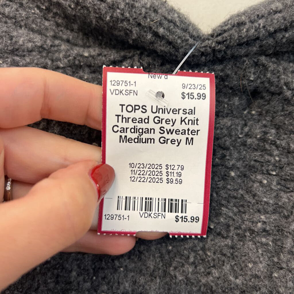Grey Knit Cardigan Sweater Medium