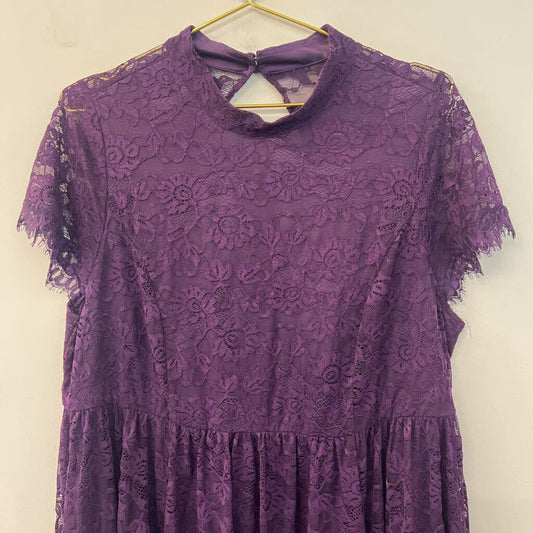 Torrid Purple Lace Short Sleeve Mock Neck Dress 18