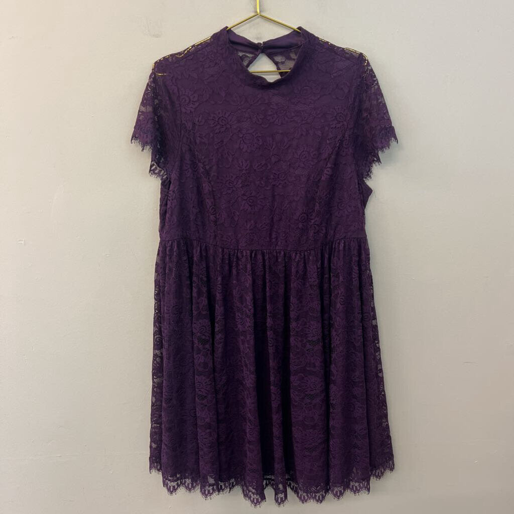 Torrid Purple Lace Short Sleeve Mock Neck Dress 18