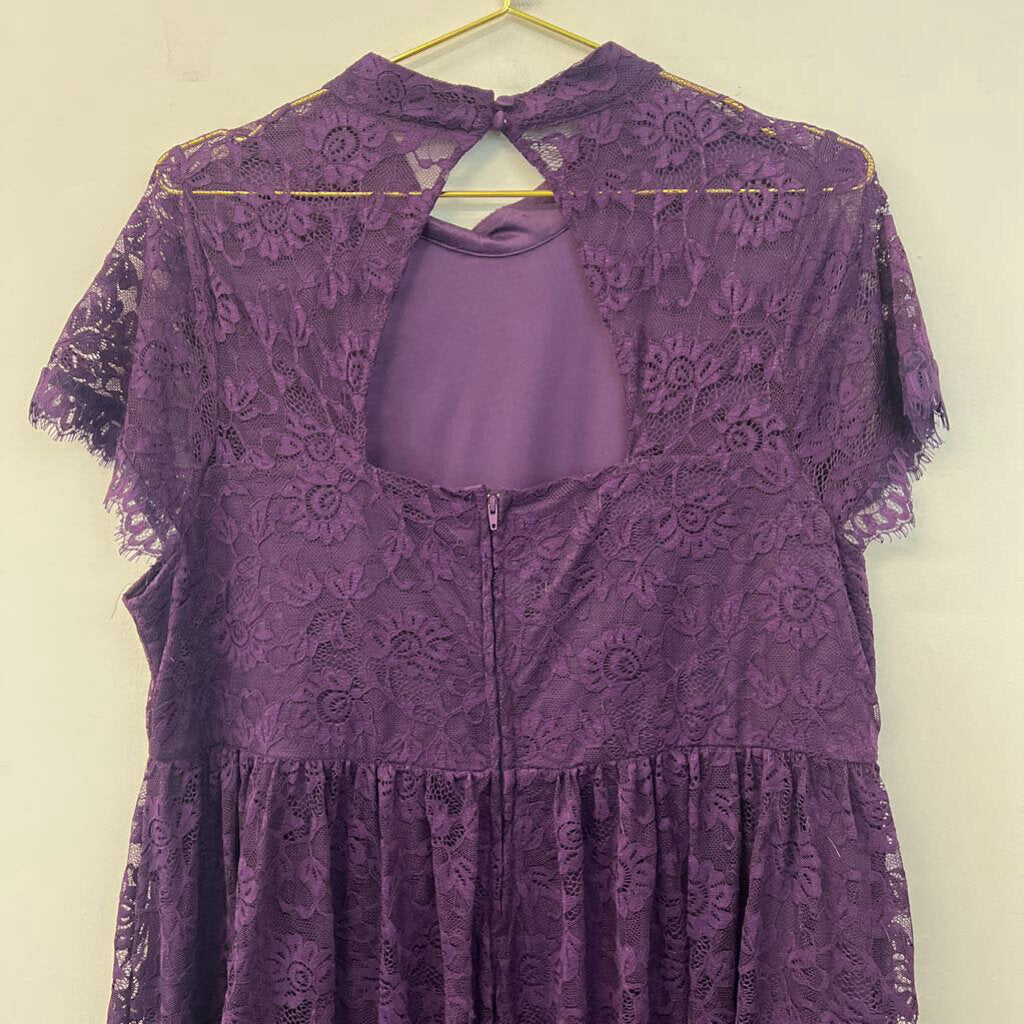 Torrid Purple Lace Short Sleeve Mock Neck Dress 18