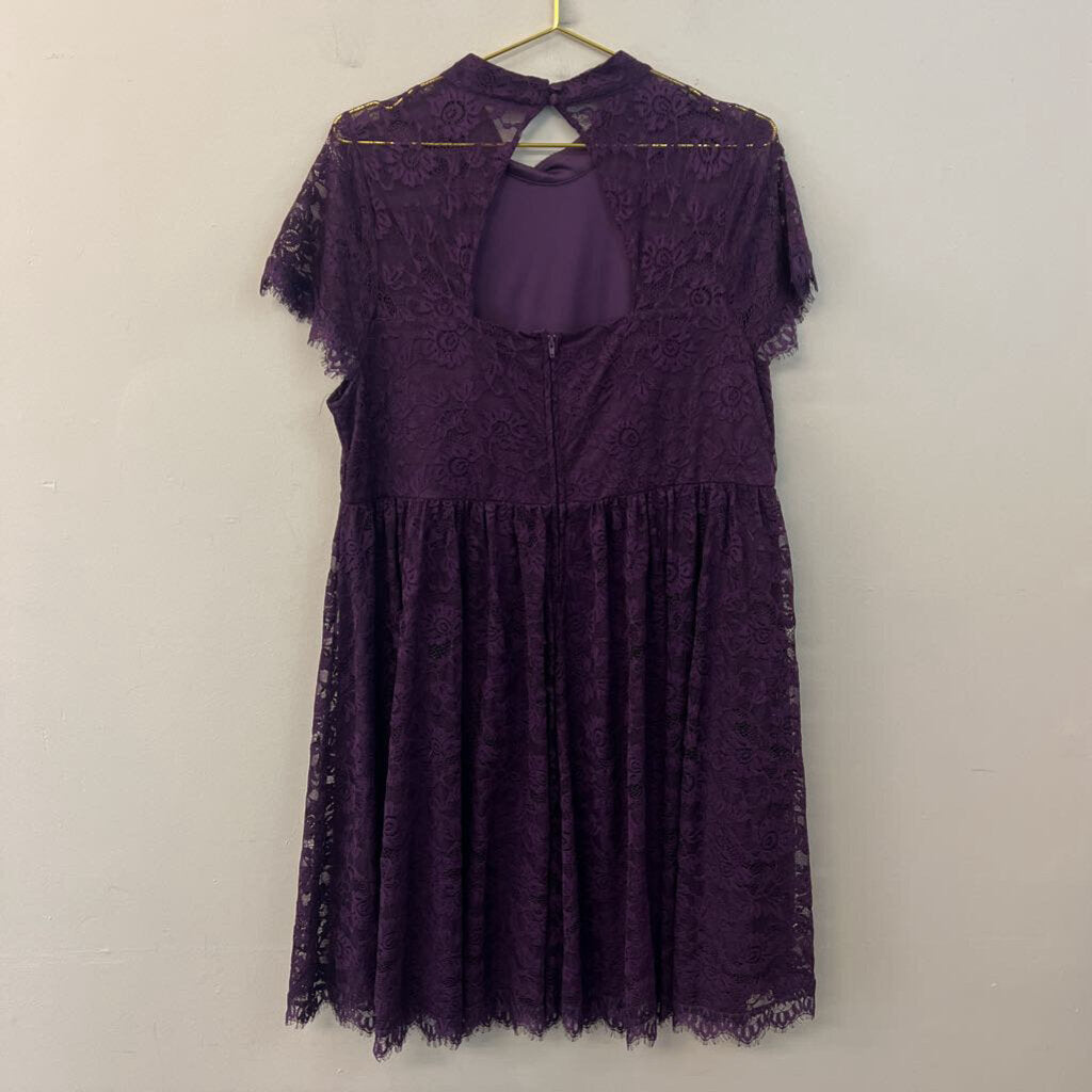 Torrid Purple Lace Short Sleeve Mock Neck Dress 18