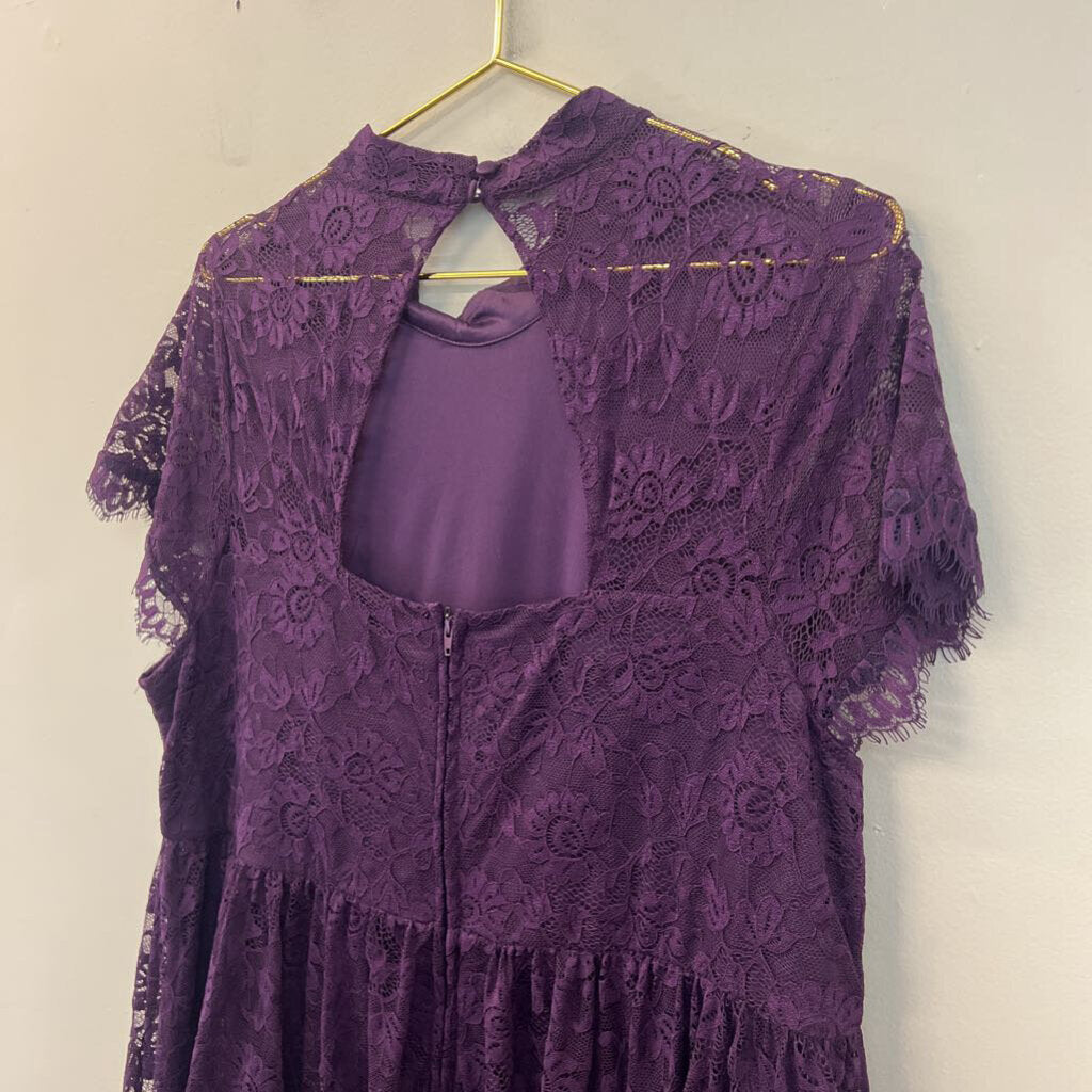 Torrid Purple Lace Short Sleeve Mock Neck Dress 18