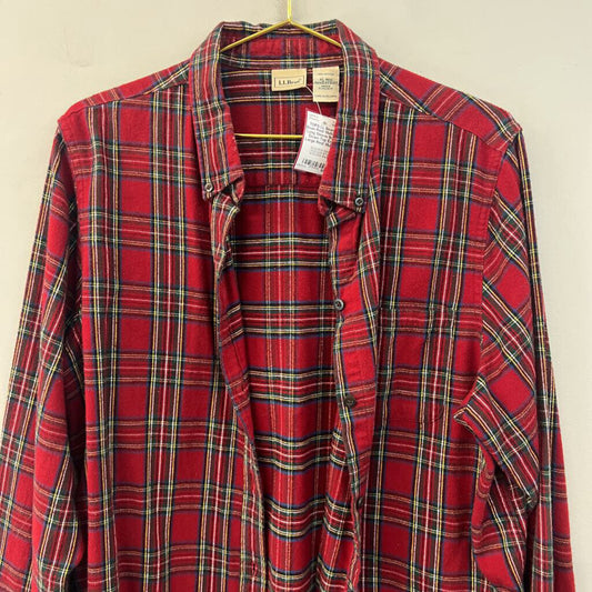 LL Bean Red/ Multi Plaid Long Sleeve Button Down Top Extra Large
