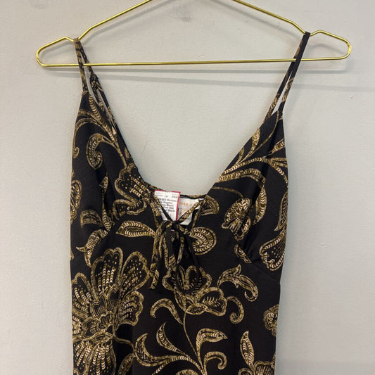 Monteau Black/ Beige Print Midi Dress Small