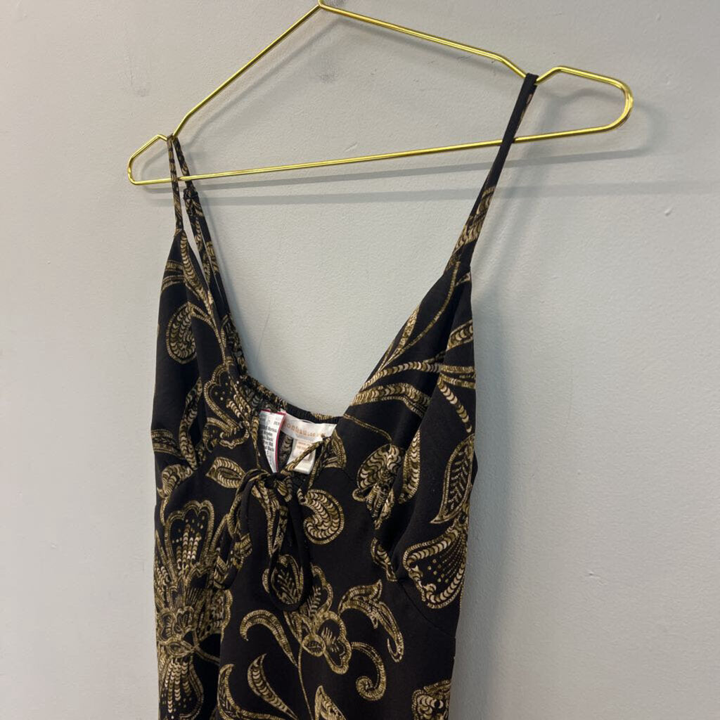 Monteau Black/ Beige Print Midi Dress Small