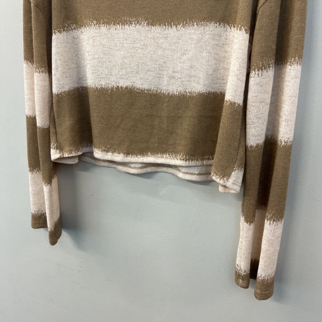 Lane 201 Brown/ White Striped Cropped Long Sleeve Top Small