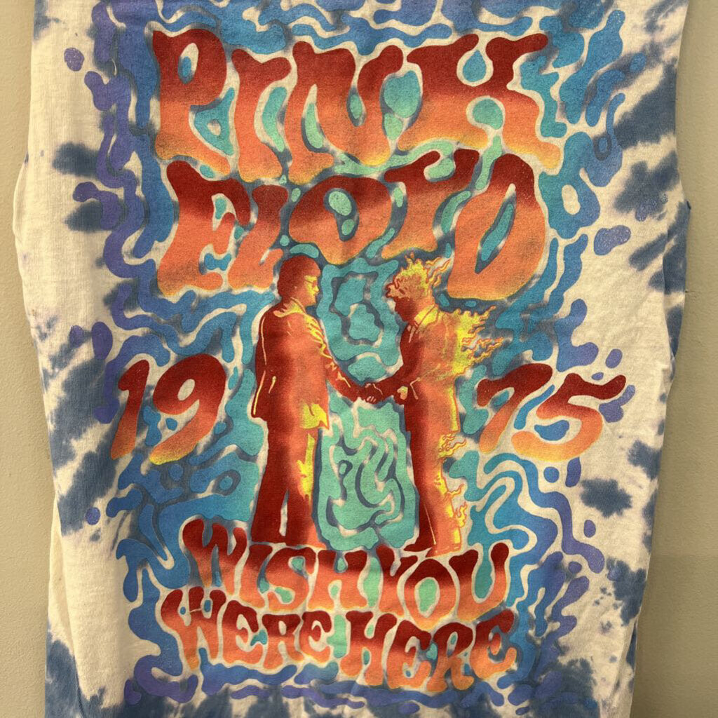 Pink Floyd White/ Blue Tie Dye Sleeveless Graphic Tee Small