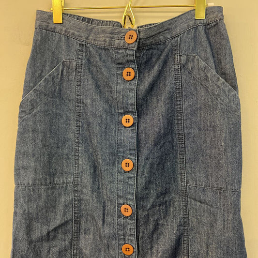 Blue Chambray Button Front Midi Skirt Small