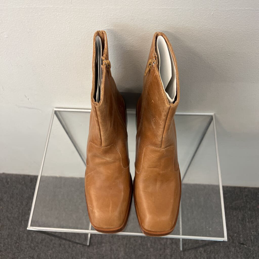 Free People Brown Leather Ruby Shine Platform Boots 37.5